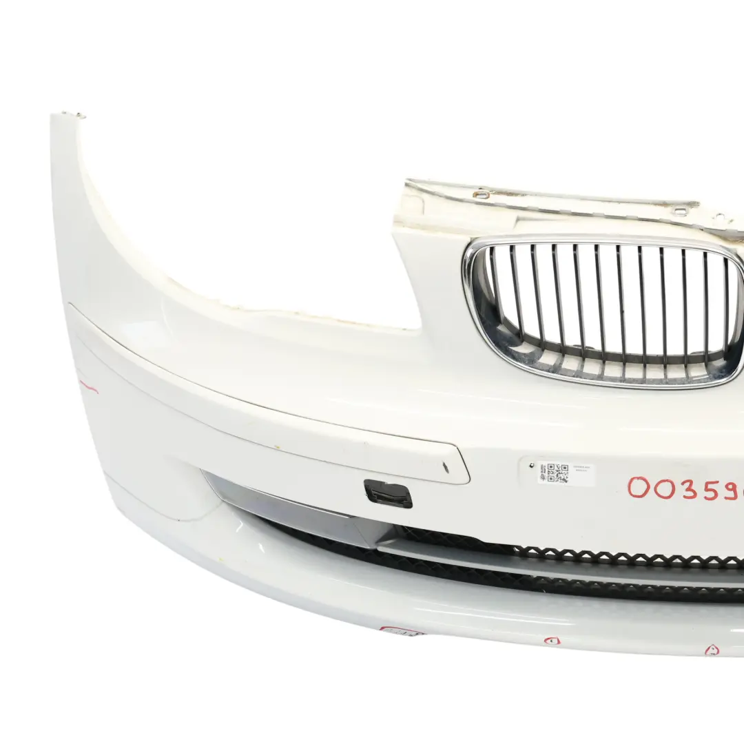 Complete Front Bumper Trim PDC Alpinweiss White 3 - 300 to BMW E81 E87 LCI with Part number 0035909 BMW E81 E87 LCI Complete Front Bumper Trim PDC Alpinweiss White 3 - 300 - SKU 0035909-AW - Part number 0035909