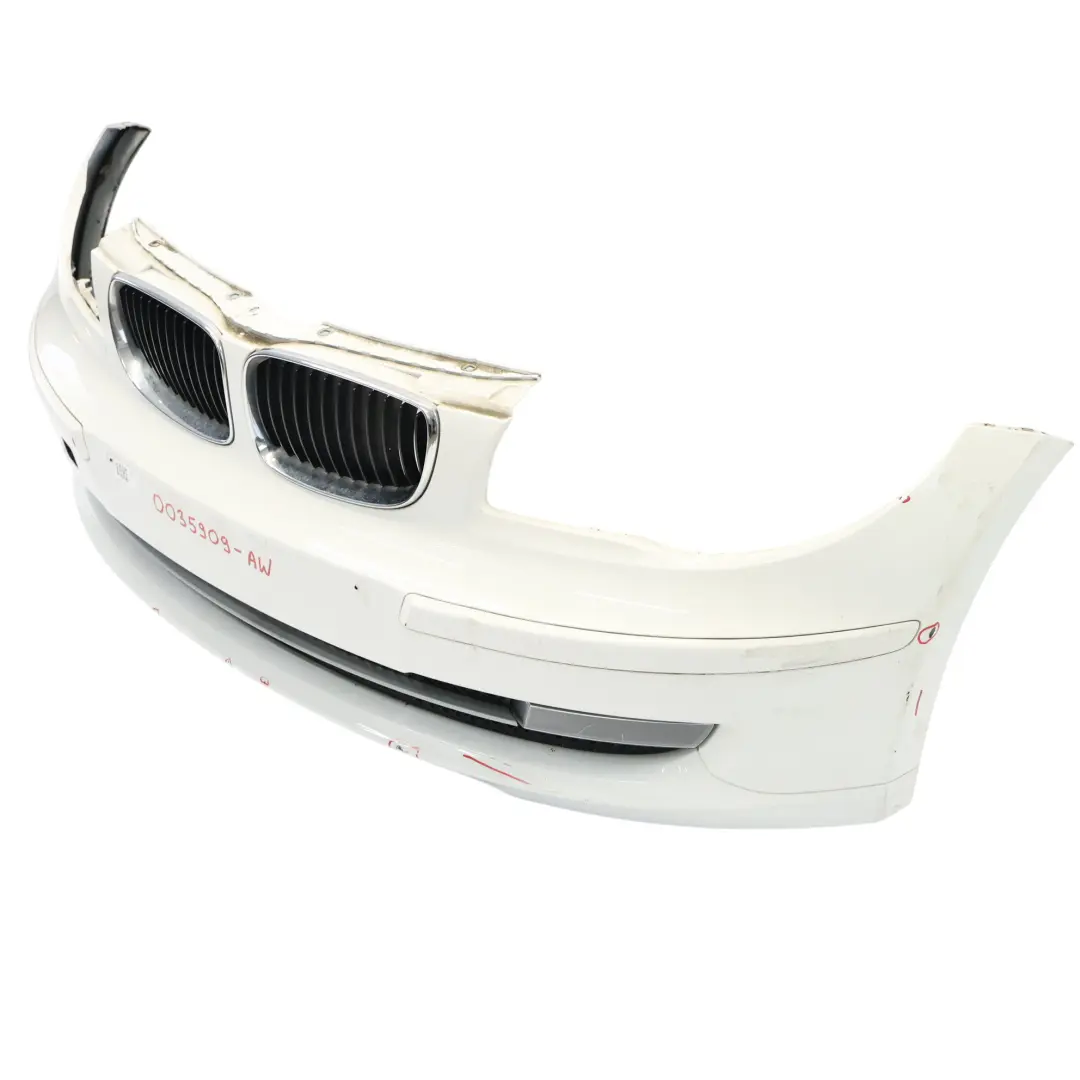 Complete Front Bumper Trim PDC Alpinweiss White 3 - 300 to BMW E81 E87 LCI with Part number 0035909 BMW E81 E87 LCI Complete Front Bumper Trim PDC Alpinweiss White 3 - 300 - SKU 0035909-AW - Part number 0035909