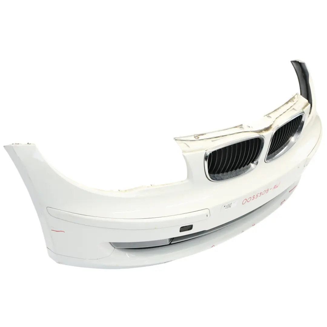 Complete Front Bumper Trim PDC Alpinweiss White 3 - 300 to BMW E81 E87 LCI with Part number 0035909 BMW E81 E87 LCI Complete Front Bumper Trim PDC Alpinweiss White 3 - 300 - SKU 0035909-AW - Part number 0035909