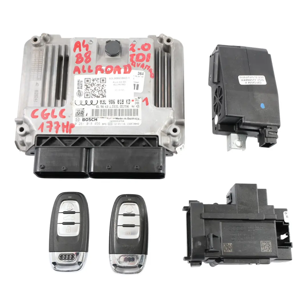 Audi A4 B8 All Road 2.0 TDI CGLC 177HP Quattro Engine ECU Kit Manual - SKU 03L906018KD-1 - Part number 03L906018KD