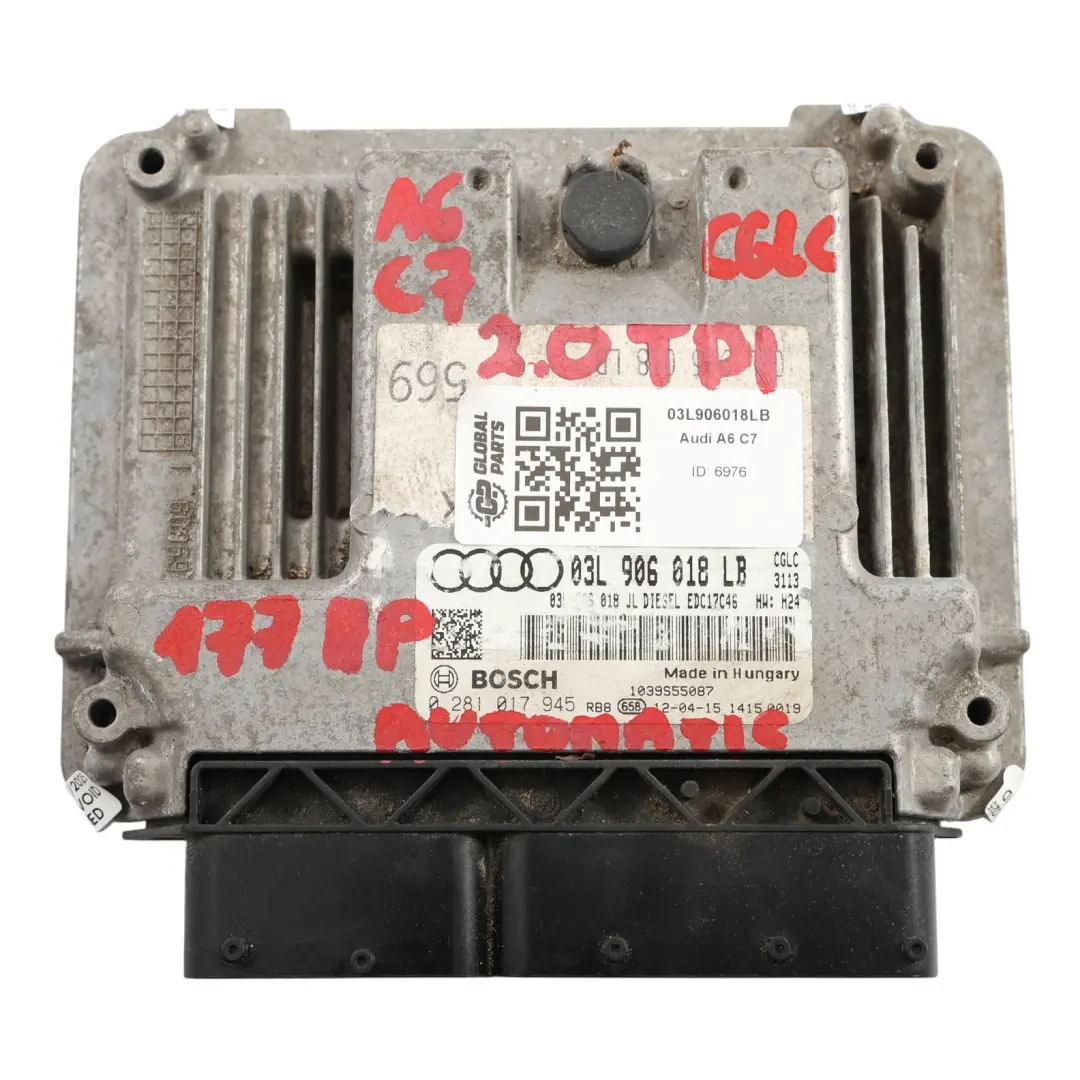 CGLC 177HP Unidad Control Motor ECU 03L906018LA Automático para Audi A6 C7 2.0 TDI con número de pieza 03L906018LB Audi A6 C7 2.0 TDI CGLC 177HP Unidad Control Motor ECU 03L906018LA Automático - SKU 03L906018LB - Número de pieza 03L906018LB