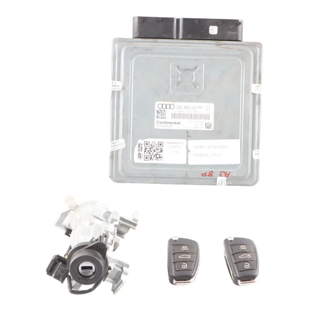 105HP CAYC Engine ECU Kit Keys + Ignition Manual Audi A3 8P 1.6 TDI - SKU 03L906023PP-1 - Part number 03L906023PP