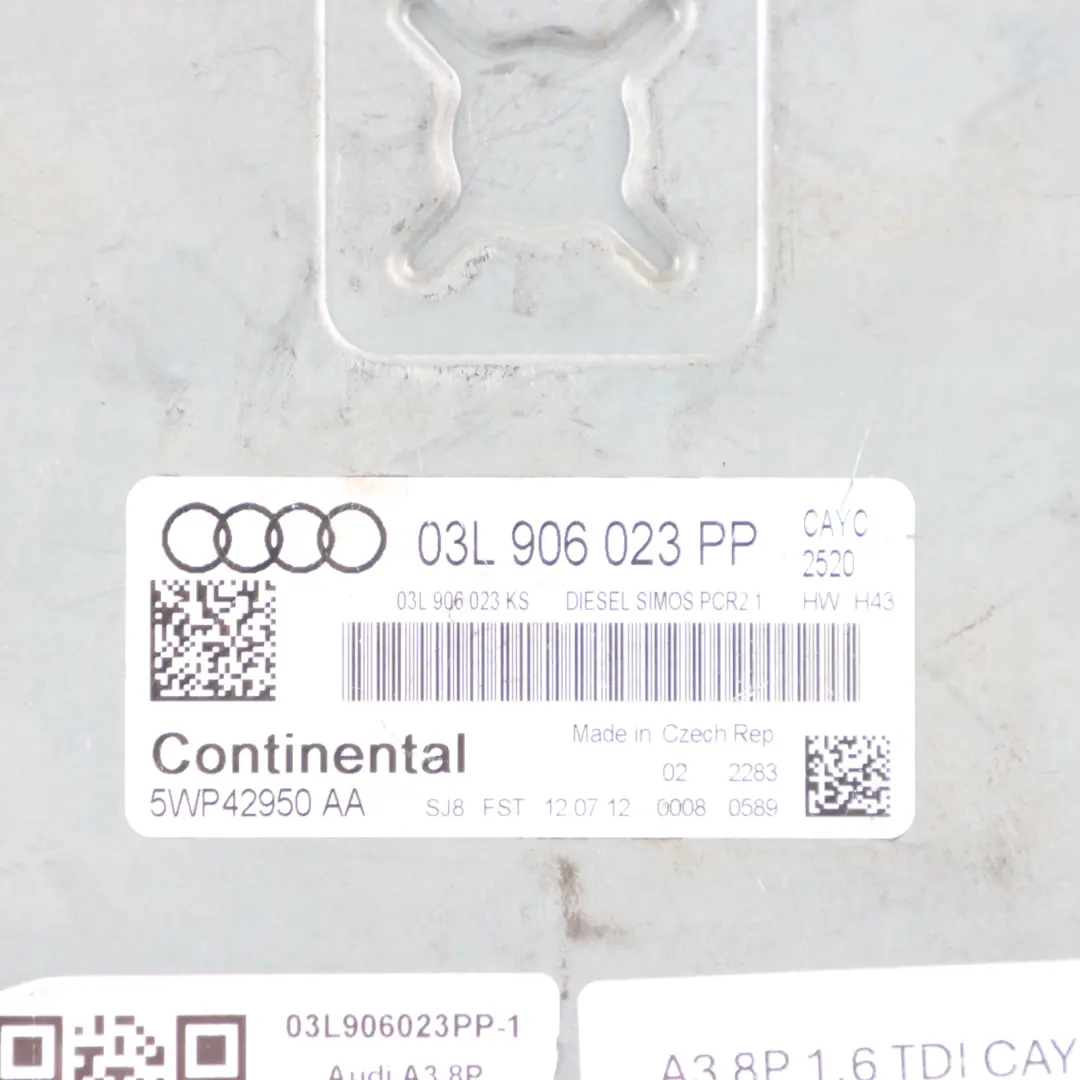 105HP CAYC Engine ECU Kit Keys + Ignition Manual Audi A3 8P 1.6 TDI - SKU 03L906023PP-1 - Part number 03L906023PP