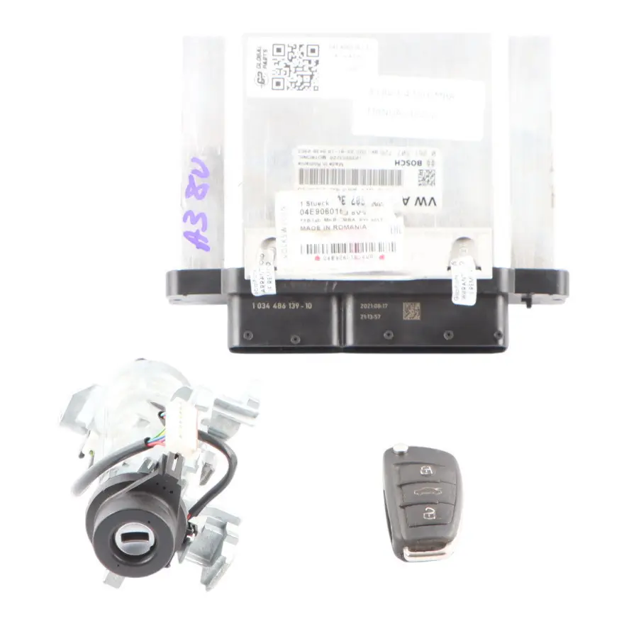 CMBA 122HP Engine ECU Kit + Key + Ignition Manual Audi A3 8V 1.4 TFSI - SKU 04E906016J-1 - Part number 04E906016J