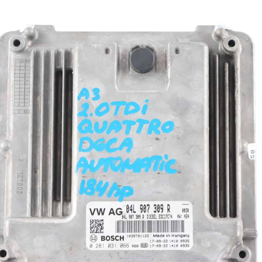 Audi A3 8V 2.0 TDI Quattro 184HP DGCA Engine ECU Unit Automatic - SKU 04L907309R - Part number 04L907309R