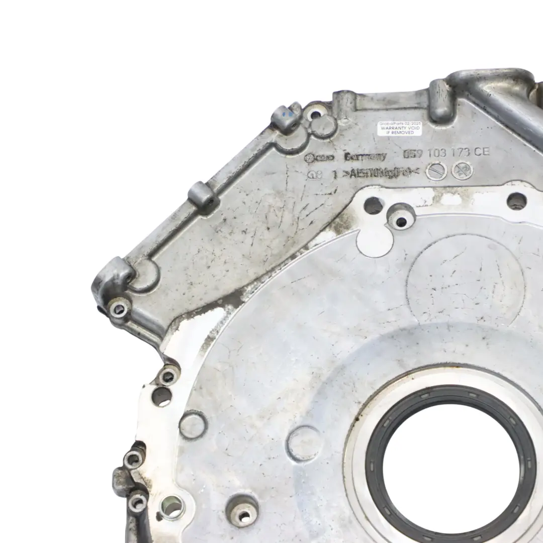 Timing Case Chain Sealing Cover Plate to Audi A7 4L 3.0 TDI Rear Engine with Part number 059103171BL Audi A7 4L 3.0 TDI Rear Engine Timing Case Chain Sealing Cover Plate - SKU 059103171BL - Part number 059103171BL