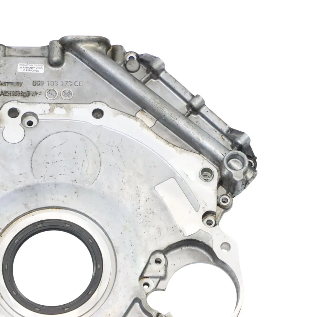 Timing Case Chain Sealing Cover Plate to Audi A7 4L 3.0 TDI Rear Engine with Part number 059103171BL Audi A7 4L 3.0 TDI Rear Engine Timing Case Chain Sealing Cover Plate - SKU 059103171BL - Part number 059103171BL