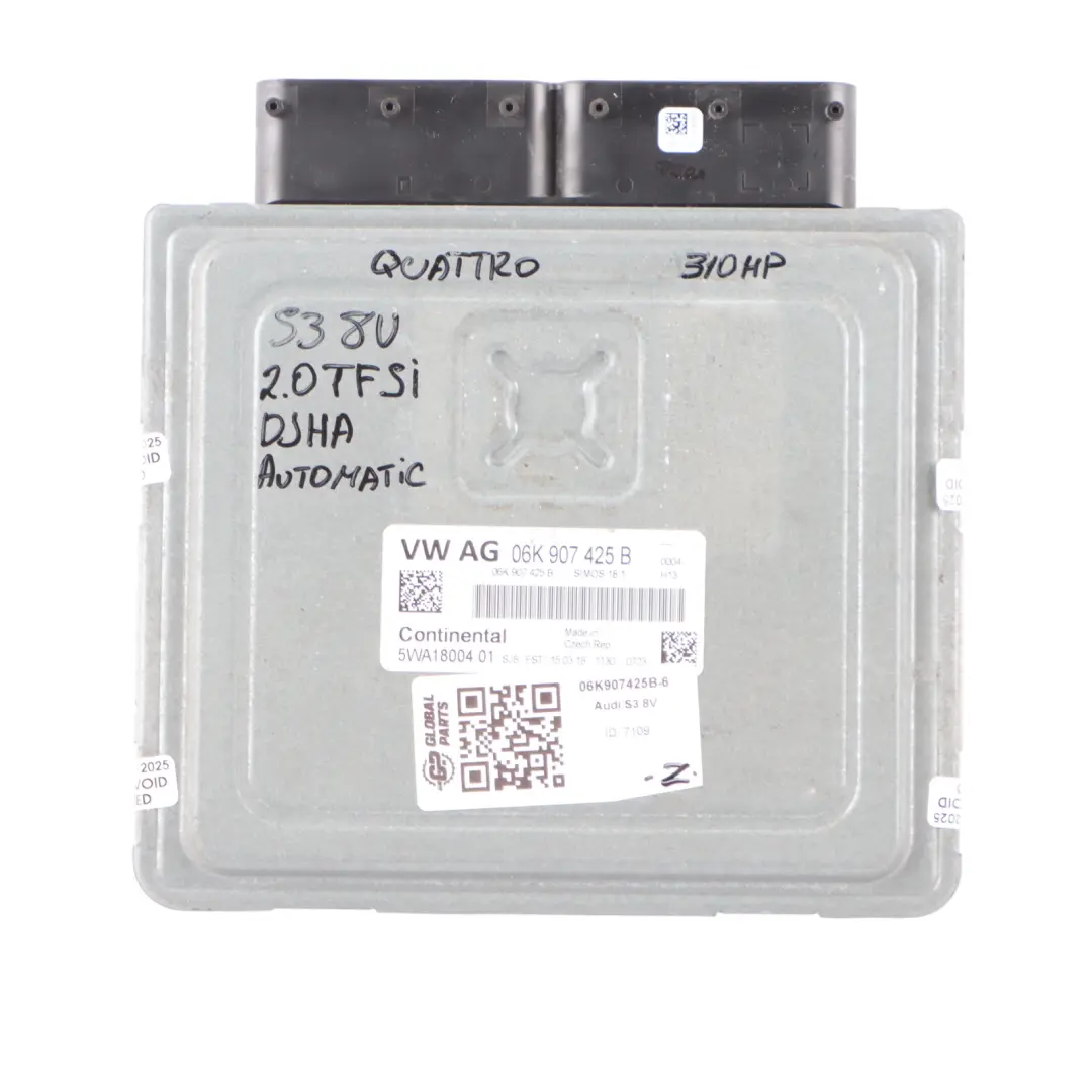 310HP Quattro Engine ECU Kit 2 Key Lock to Audi S3 8V 2.0 TFSI DJHA with Part number 06K907425B Audi S3 8V 2.0 TFSI DJHA 310HP Quattro Engine ECU Kit 2 Key Lock - SKU 06K907425B-6 - Part number 06K907425B