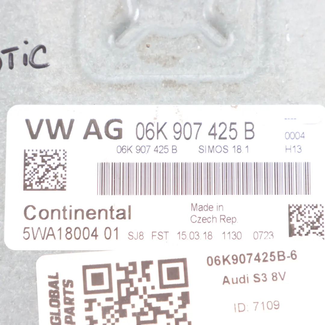 Audi S3 8V 2.0 TFSI DJHA 310HP Quattro Engine ECU Kit 2 Key Lock - SKU 06K907425B-6 - Part number 06K907425B