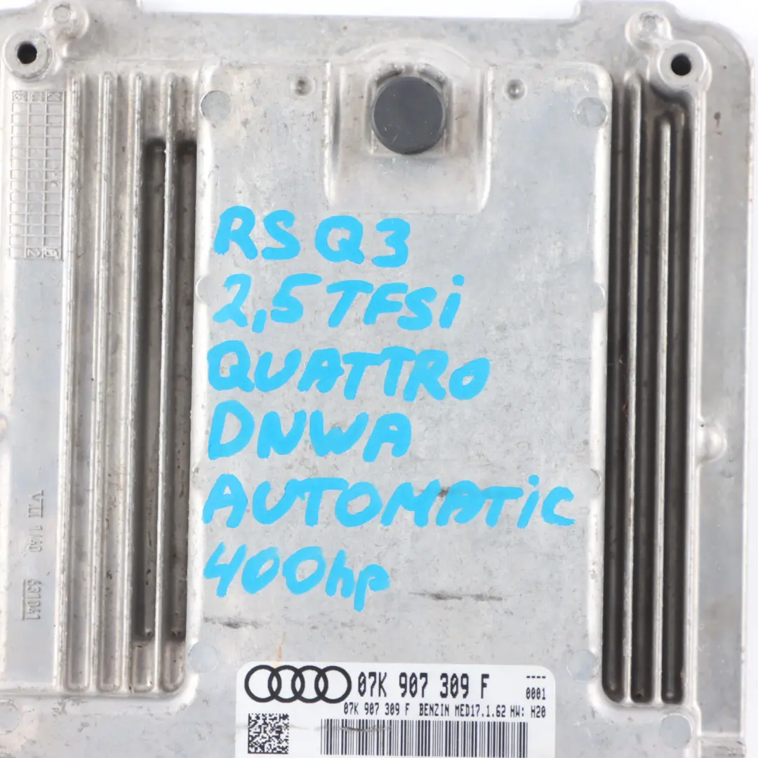 RSQ3 F3 2.5 TFSI Quattro 400HP DNWA Unidad Motor ECU Automático para Audi con número de pieza 07K907309F Audi RSQ3 F3 2.5 TFSI Quattro 400HP DNWA Unidad Motor ECU Automático - SKU 07K907309F - Número de pieza 07K907309F