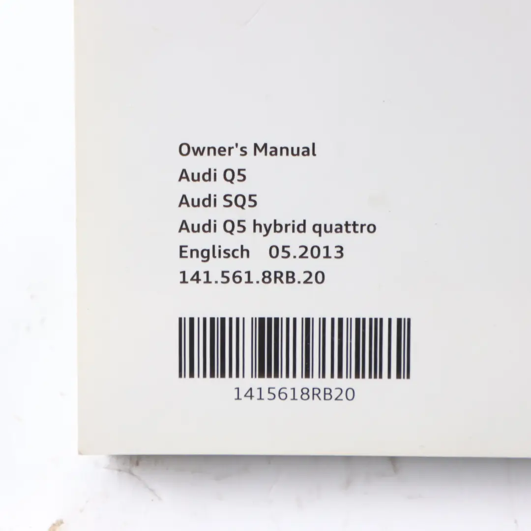 Audi Q5 8R Owner's Handbook Manual Service Booklet Pouch Case Wallet - SKU 1415618RB20 - Part number 1415618RB20
