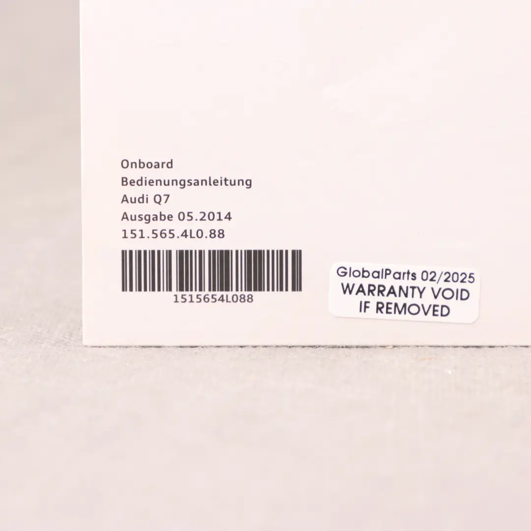 Audi Q7 4L Onboard Manual Owner's Handbook CD Disc - SKU 1515654L088 - Part number 1515654L088