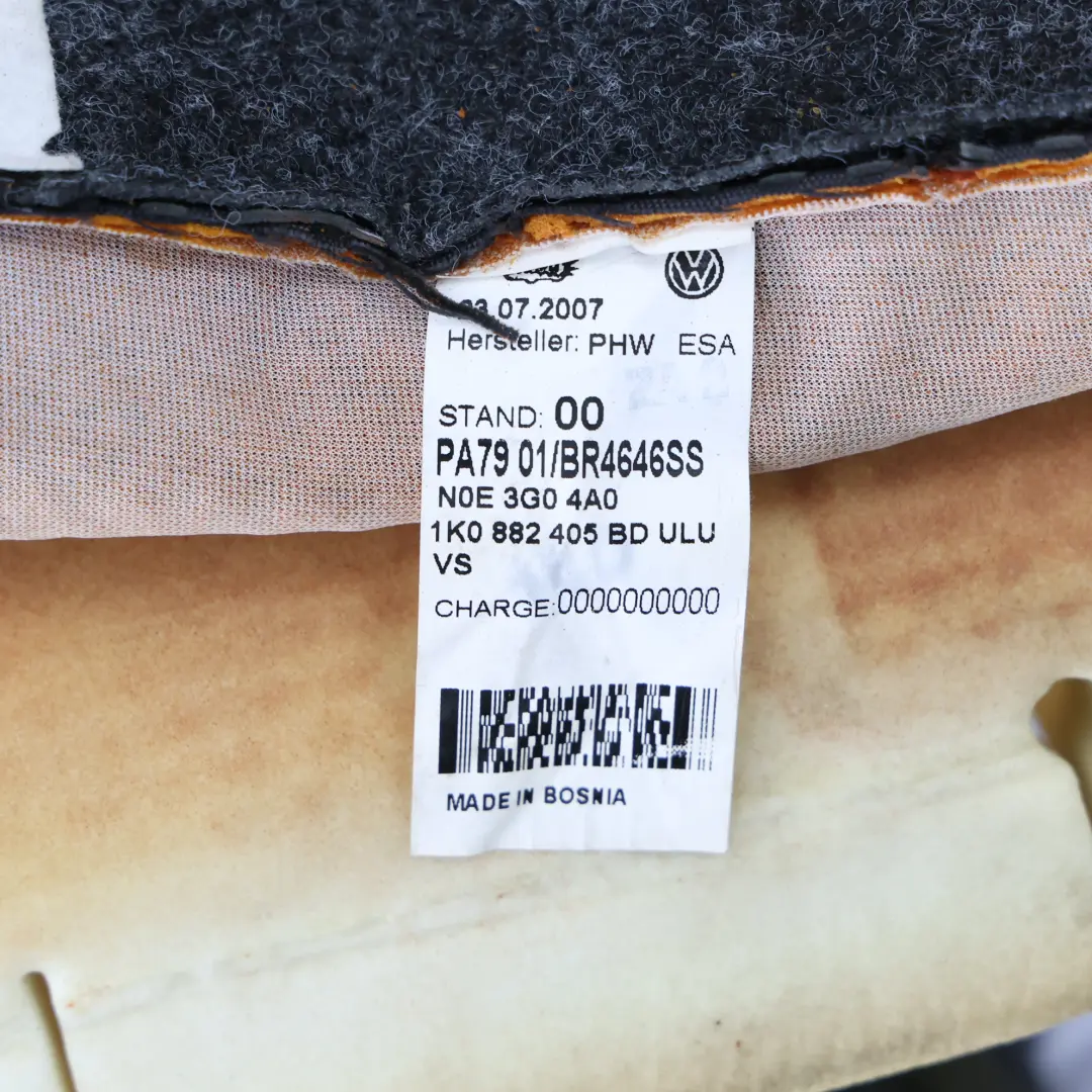 Volkswagen Golf V 1K Line Front Lower Seat Base Left N/S Fabric - SKU 1K0882405BG - Part number 1K0882405BG