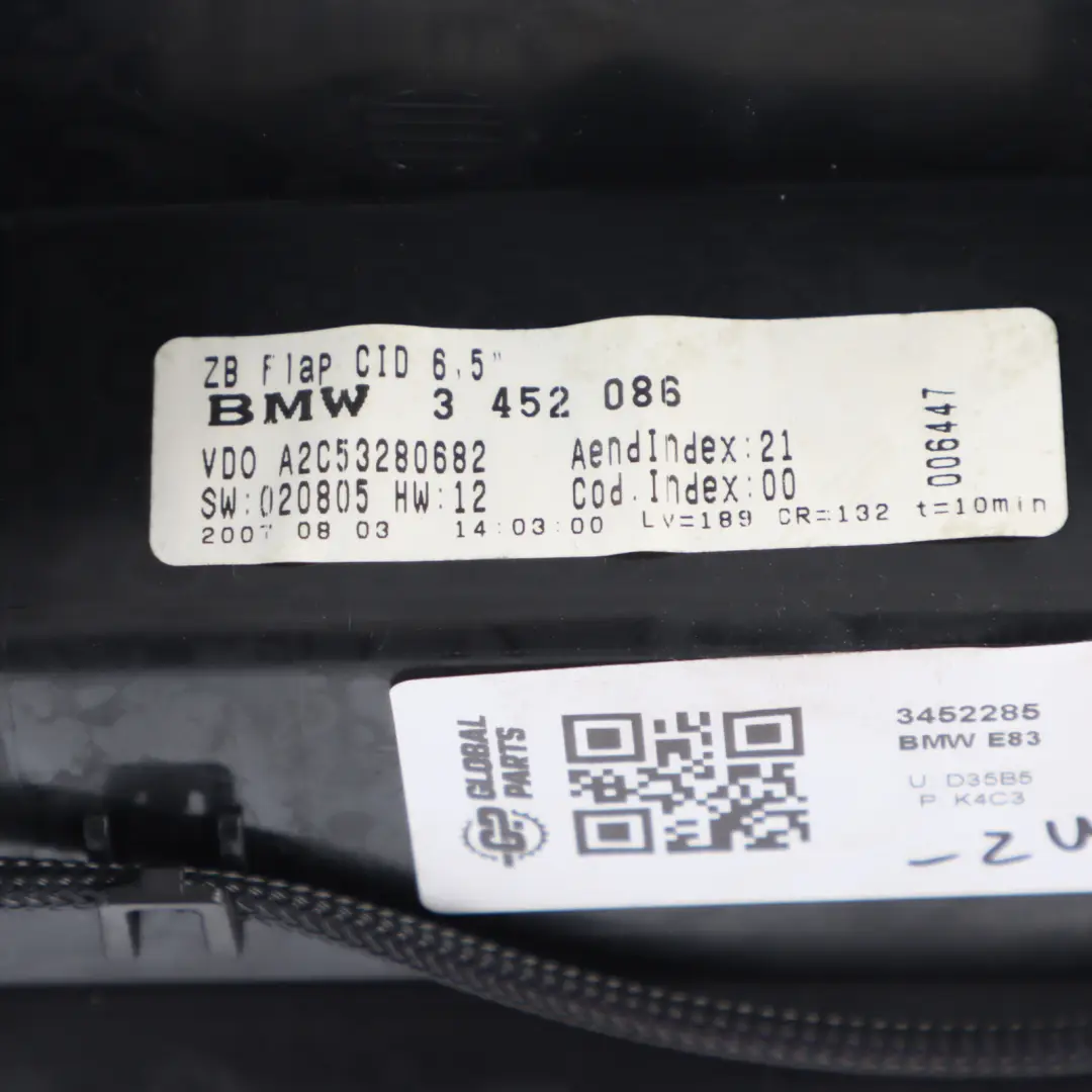 Pantalla Central de Información en el Tablero 6,5 para BMW X3 E83 con número de pieza 3452285 BMW X3 E83 Pantalla Central de Información en el Tablero 6,5 - SKU 3452285 - Número de pieza 3452285