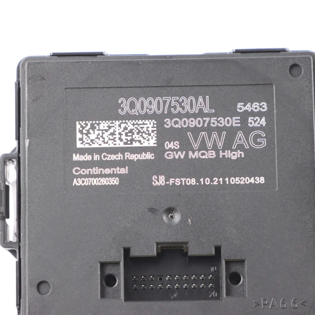 VW Volkswagen Golf SV Gateway Steuergerät Modul ECU GW MQB High 3Q0907530L - SKU 3Q0907530AL - Teilenummer 3Q0907530AL