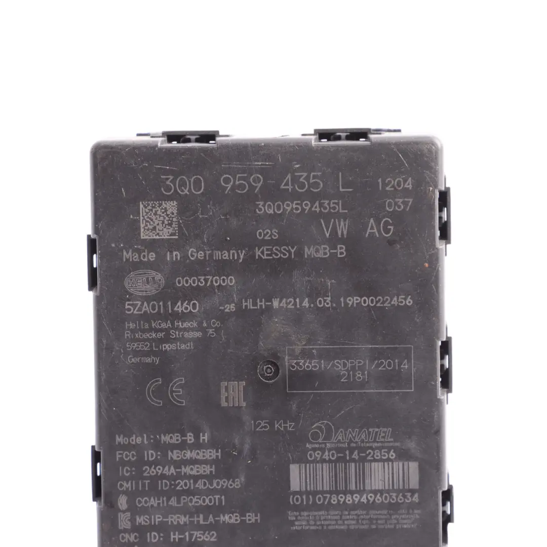 Entry Keyless Audi A3 S3 RS3 8V Kessy Control Module Unit ECU to with Part number 3Q0959435L Entry Keyless Audi A3 S3 RS3 8V Kessy Control Module Unit ECU - SKU 3Q0959435L - Part number 3Q0959435L