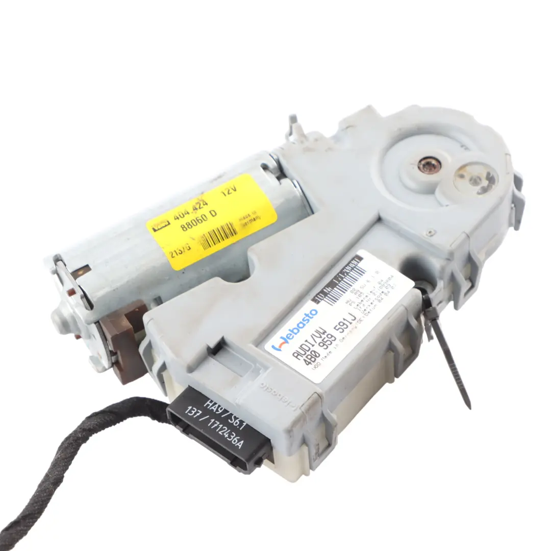 Sunroof Sliding Roof Drive Unit Motor Actuator to Audi S4 B7 with Part number 4B0959591J Audi S4 B7 Sunroof Sliding Roof Drive Unit Motor Actuator - SKU 4B0959591J - Part number 4B0959591J