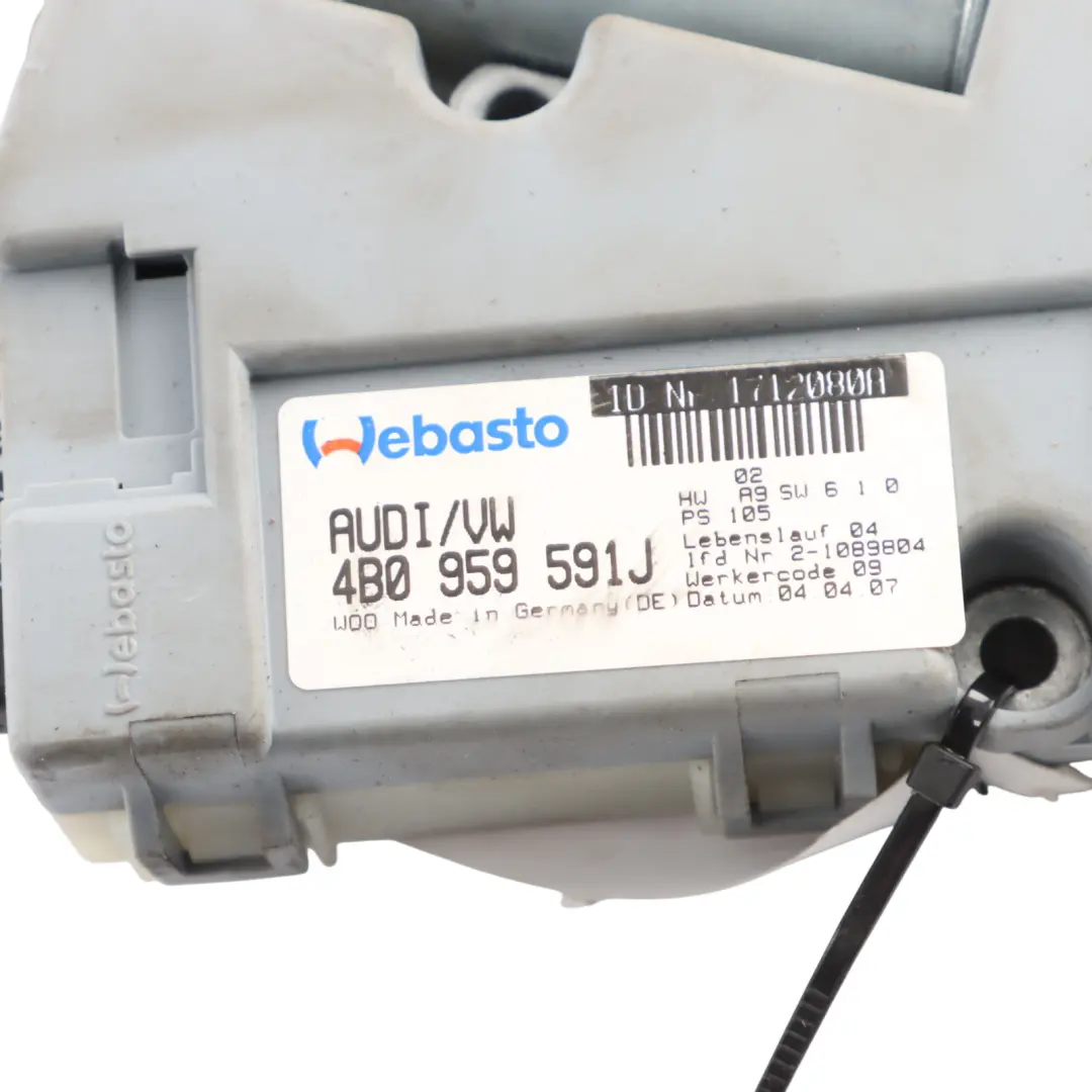 Sunroof Sliding Roof Drive Unit Motor Actuator to Audi S4 B7 with Part number 4B0959591J Audi S4 B7 Sunroof Sliding Roof Drive Unit Motor Actuator - SKU 4B0959591J - Part number 4B0959591J