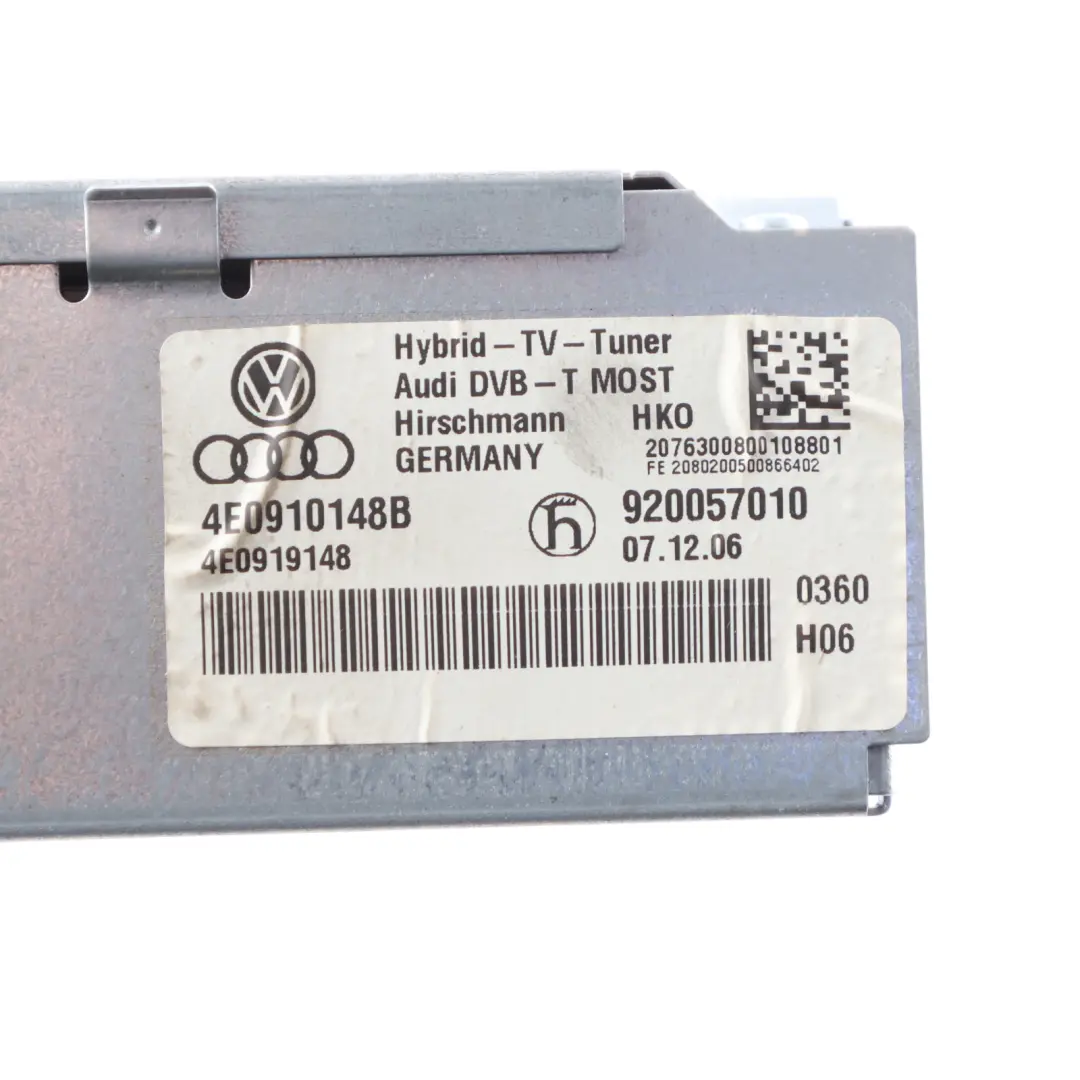 MMI Multimedia TV Tuner Receiver Control Module Unit ECU to Audi S6 C6 with Part number 4E0910148B Audi S6 C6 MMI Multimedia TV Tuner Receiver Control Module Unit ECU - SKU 4E0910148B - Part number 4E0910148B