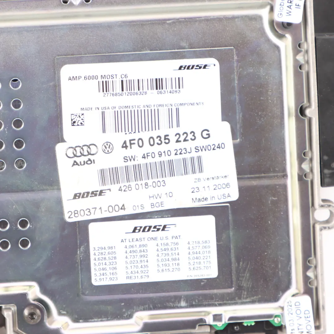 Audi S6 C6 Bose Audio Speaker System Amplifier 9339415 - SKU 4F0035223G - Part number 4F0035223G