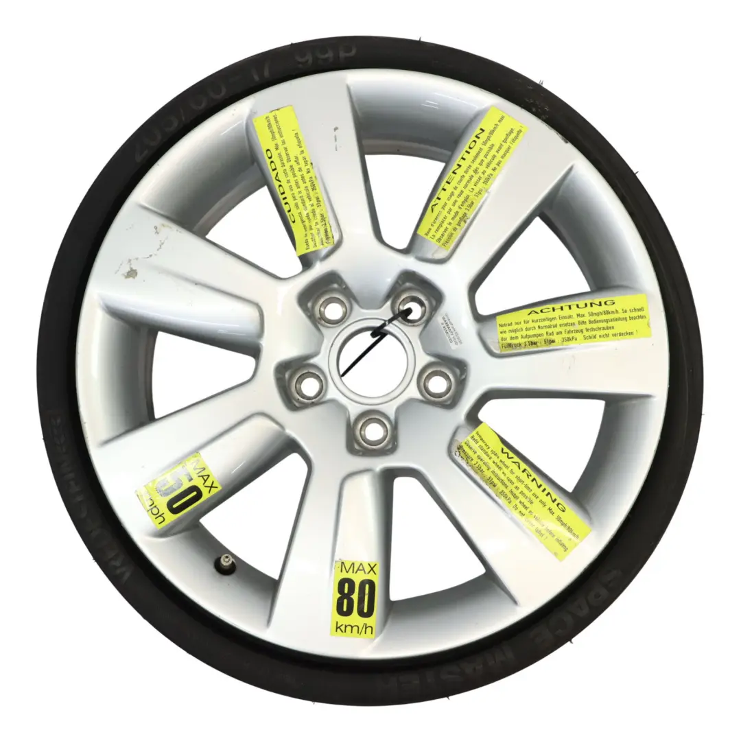 Rueda De Repuesto Llanta De Aleación R17 4J Vredestein 205/60 7X17 para Audi A6 C6 con número de pieza 4F0601025AS Audi A6 C6 Rueda De Repuesto Llanta De Aleación R17 4J Vredestein 205/60 7X17 - SKU 4F0601025AS - Número de pieza 4F0601025AS