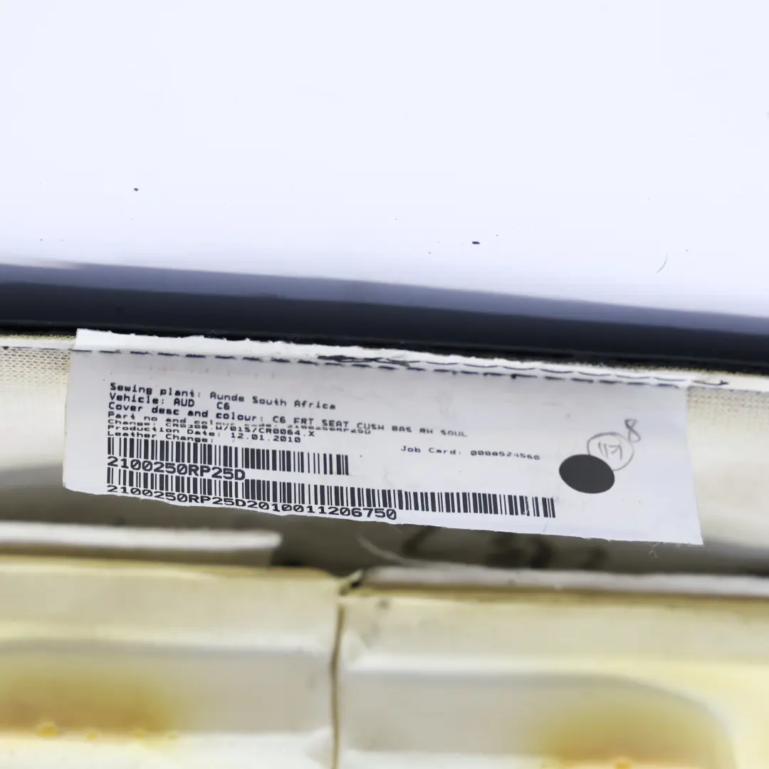 Front Seat Cushion Right O/S Interior Heated Leather Milano Black to Audi A6 C6 with Part number 4F0881406AL Audi A6 C6 Front Seat Cushion Right O/S Interior Heated Leather Milano Black - SKU 4F0881406AL - Part number 4F0881406AL