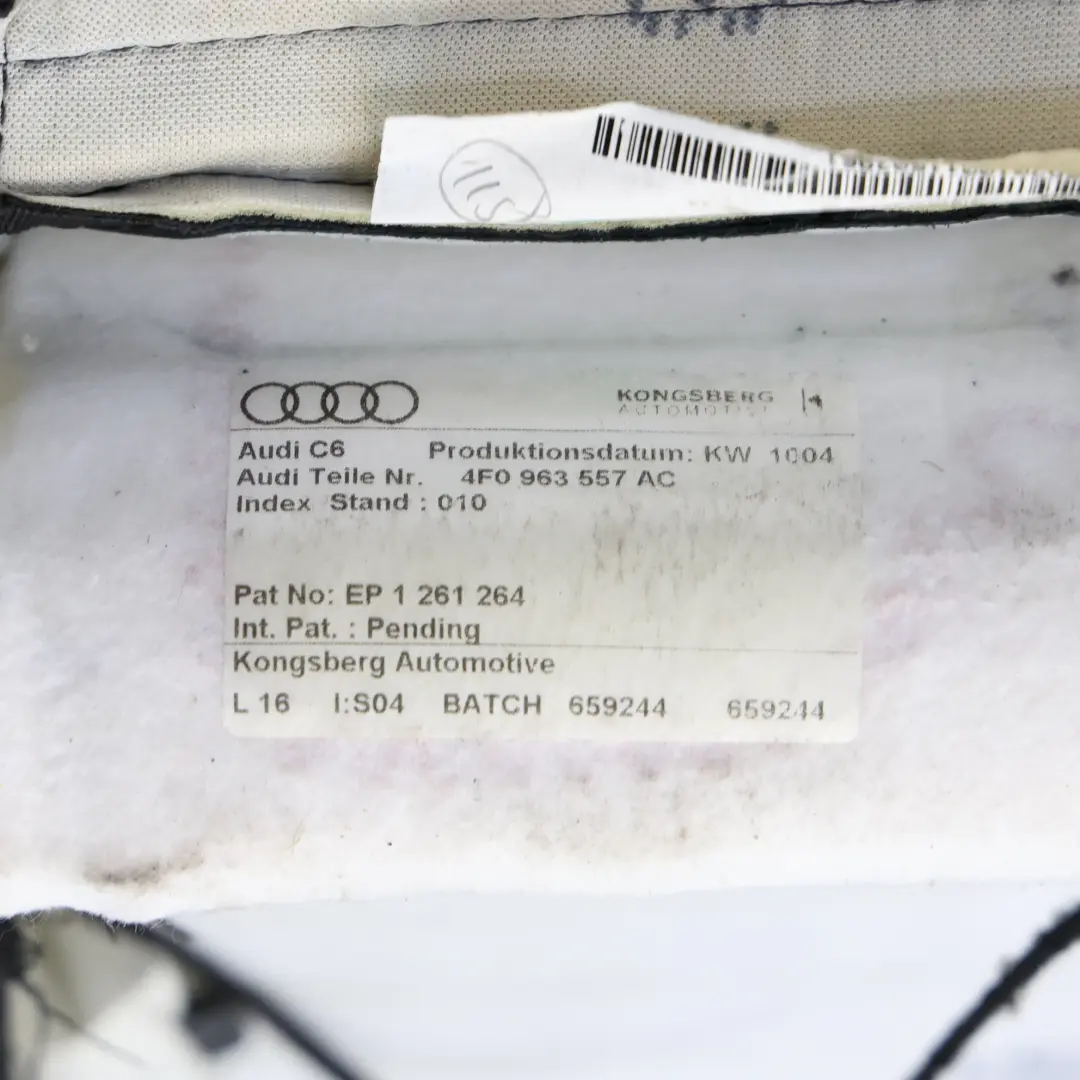 Audi A6 C6 Siège Avant Droit Avec Dossier Intérieur Chauffant Cuir Milano Noir - SKU 4F0881806BA - Numéro de pièce 4F0881806BA