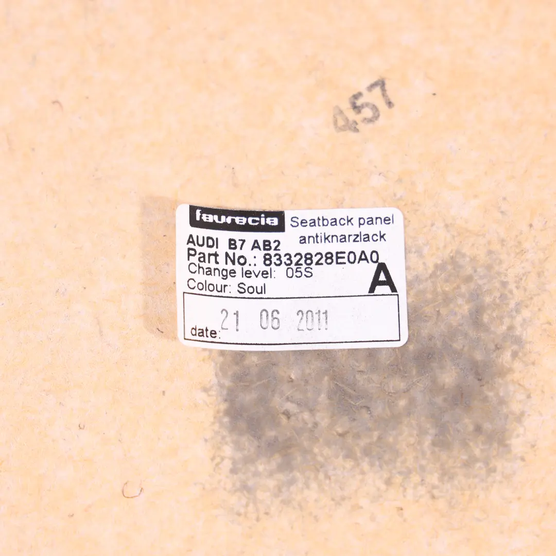Audi A3 8P Cubre Respaldo Delantero Izquierdo Derecho Asiento Trasero Negro - SKU 4F0881969B - Número de pieza 4F0881969B