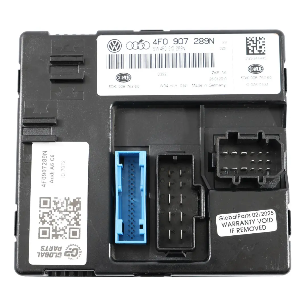 Módulo Control De Confort De La Carrocería Unidad BCM ECU 4F0907289G para Audi A6 C6 con número de pieza 4F0907289N Audi A6 C6 Módulo Control De Confort De La Carrocería Unidad BCM ECU 4F0907289G - SKU 4F0907289N - Número de pieza 4F0907289N