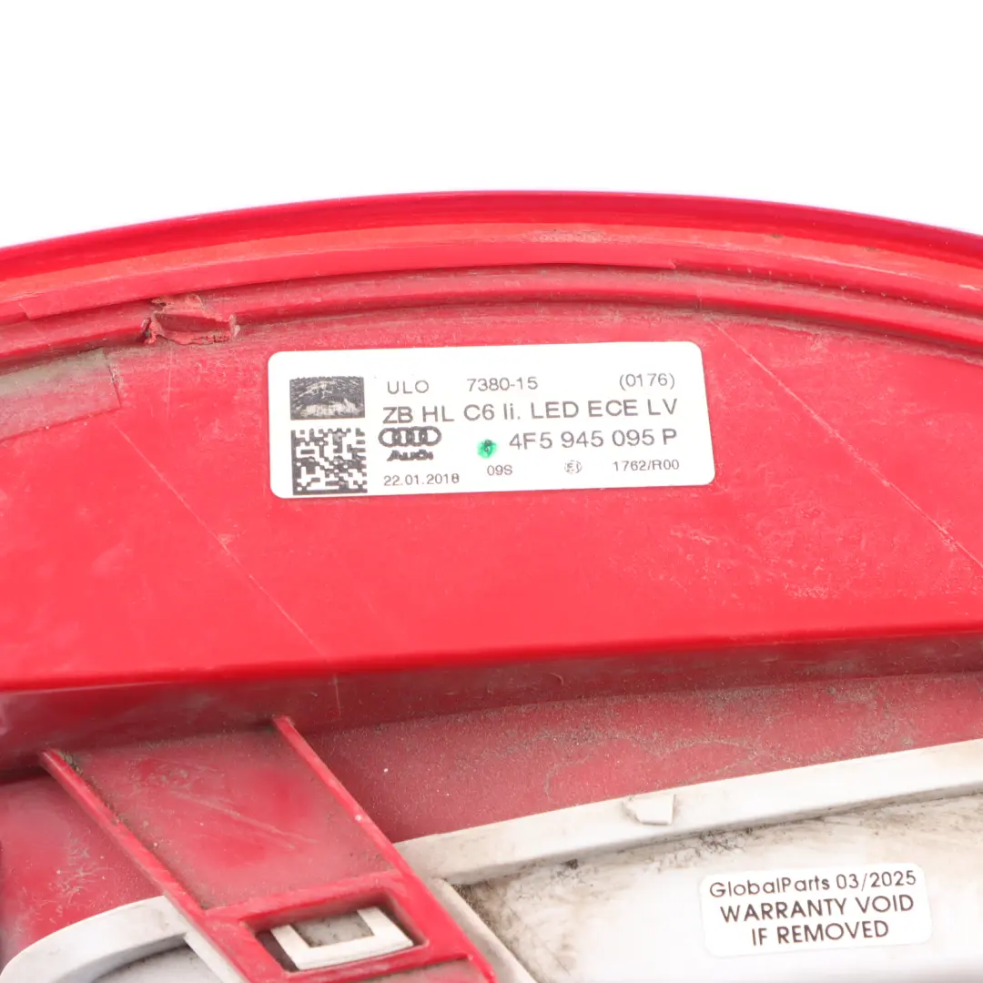 Light Lamp Trunk Lid Boot Tailgate Left N/S to Audi A6 S6 C6 Rear with Part number 4F5945095P Audi A6 S6 C6 Rear Light Lamp Trunk Lid Boot Tailgate Left N/S - SKU 4F5945095P - Part number 4F5945095P