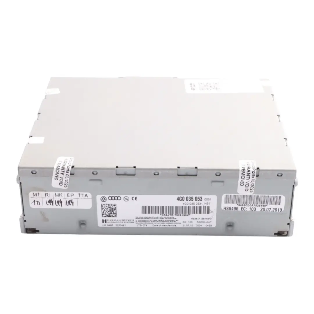 Harman Becker Navi Sat Radio Receiver Control Head Unit to Audi A5 8T with Part number 4G0035053 Audi A5 8T Harman Becker Navi Sat Radio Receiver Control Head Unit - SKU 4G0035053 - Part number 4G0035053