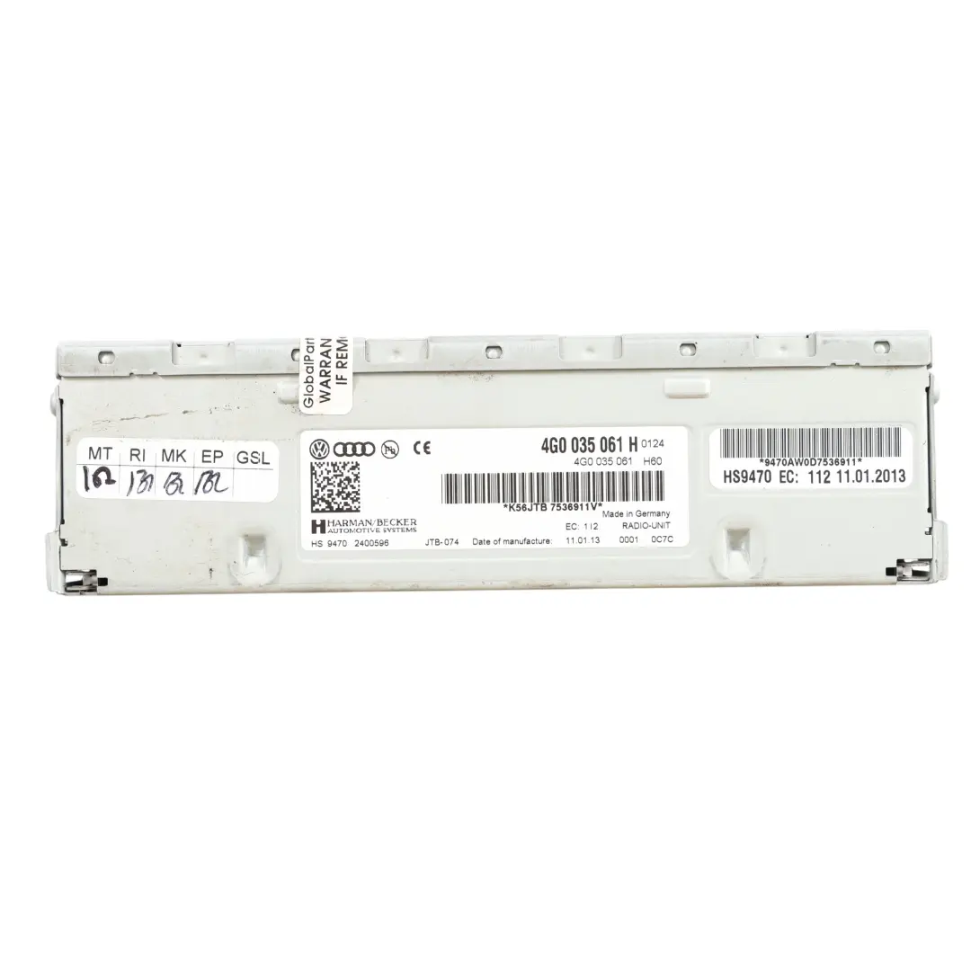 Audi A5 8T Jednostka Główna Radioodtwarzacza - SKU 4G0035061H - Numer Części 4G0035061H