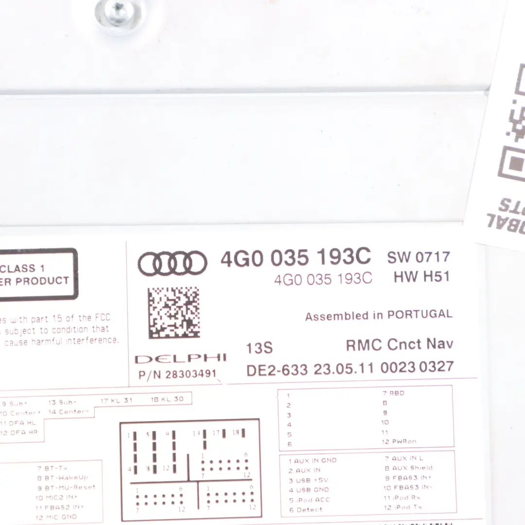 Audi A6 C7 Autoradio Stéréo Avec Lecteur CD MMI NAVI - SKU 4G0035193C - Numéro de pièce 4G0035193C