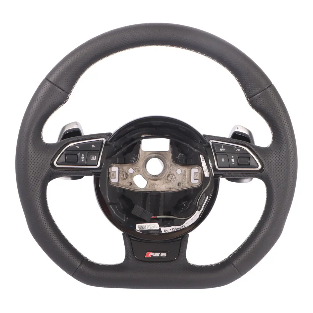 Audi RS6 C7 NEW Black Leather Steering Wheel Paddle Shift Flat Bottom - SKU 4G0419091AC-1 - Part number 4G0419091AC