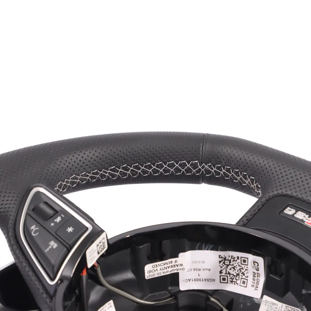 Leather Steering Wheel Paddle Shift Flat Bottom to Audi RS6 C7 NEW Black with Part number 4G0419091AC Audi RS6 C7 NEW Black Leather Steering Wheel Paddle Shift Flat Bottom - SKU 4G0419091AC-1 - Part number 4G0419091AC