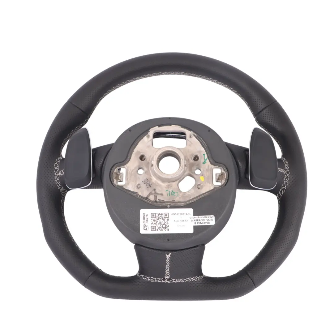 Leather Steering Wheel Paddle Shift Flat Bottom to Audi RS6 C7 NEW Black with Part number 4G0419091AC Audi RS6 C7 NEW Black Leather Steering Wheel Paddle Shift Flat Bottom - SKU 4G0419091AC-1 - Part number 4G0419091AC