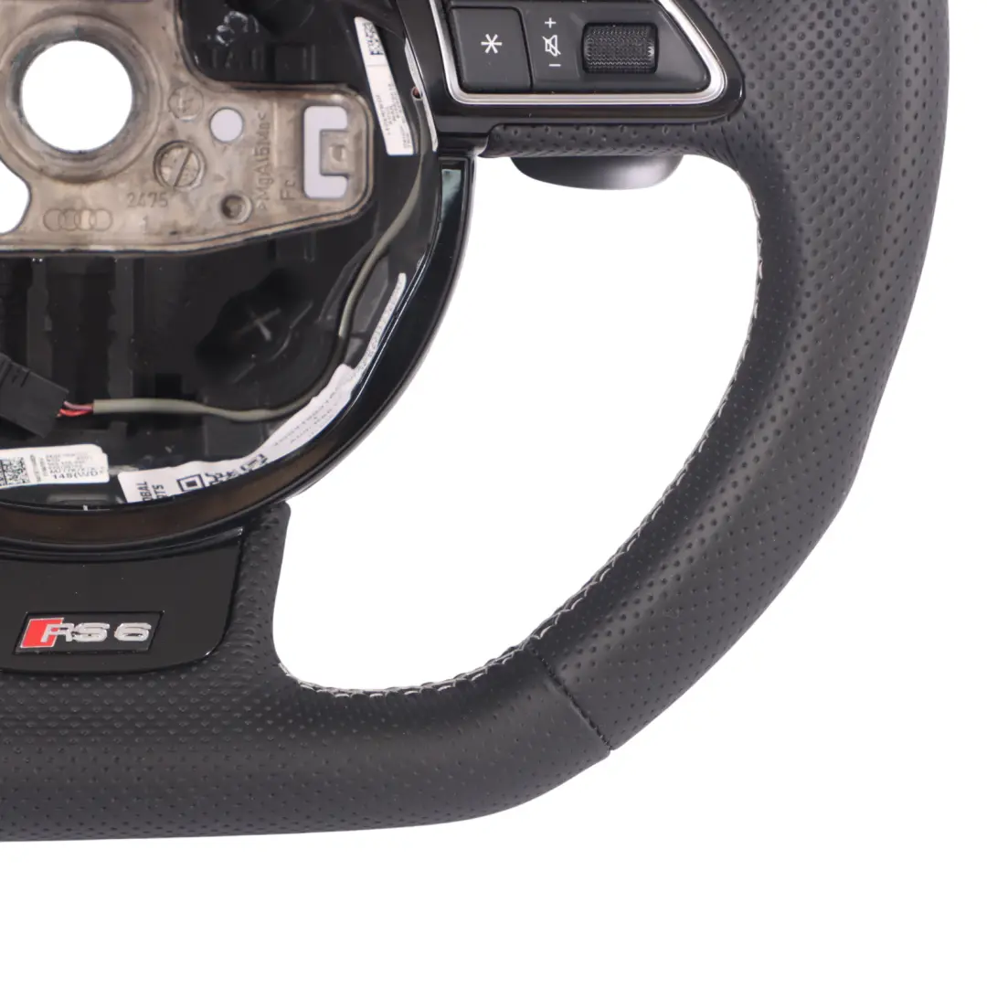 Leather Steering Wheel Paddle Shift Flat Bottom to Audi RS6 C7 NEW Black with Part number 4G0419091AC Audi RS6 C7 NEW Black Leather Steering Wheel Paddle Shift Flat Bottom - SKU 4G0419091AC-1 - Part number 4G0419091AC