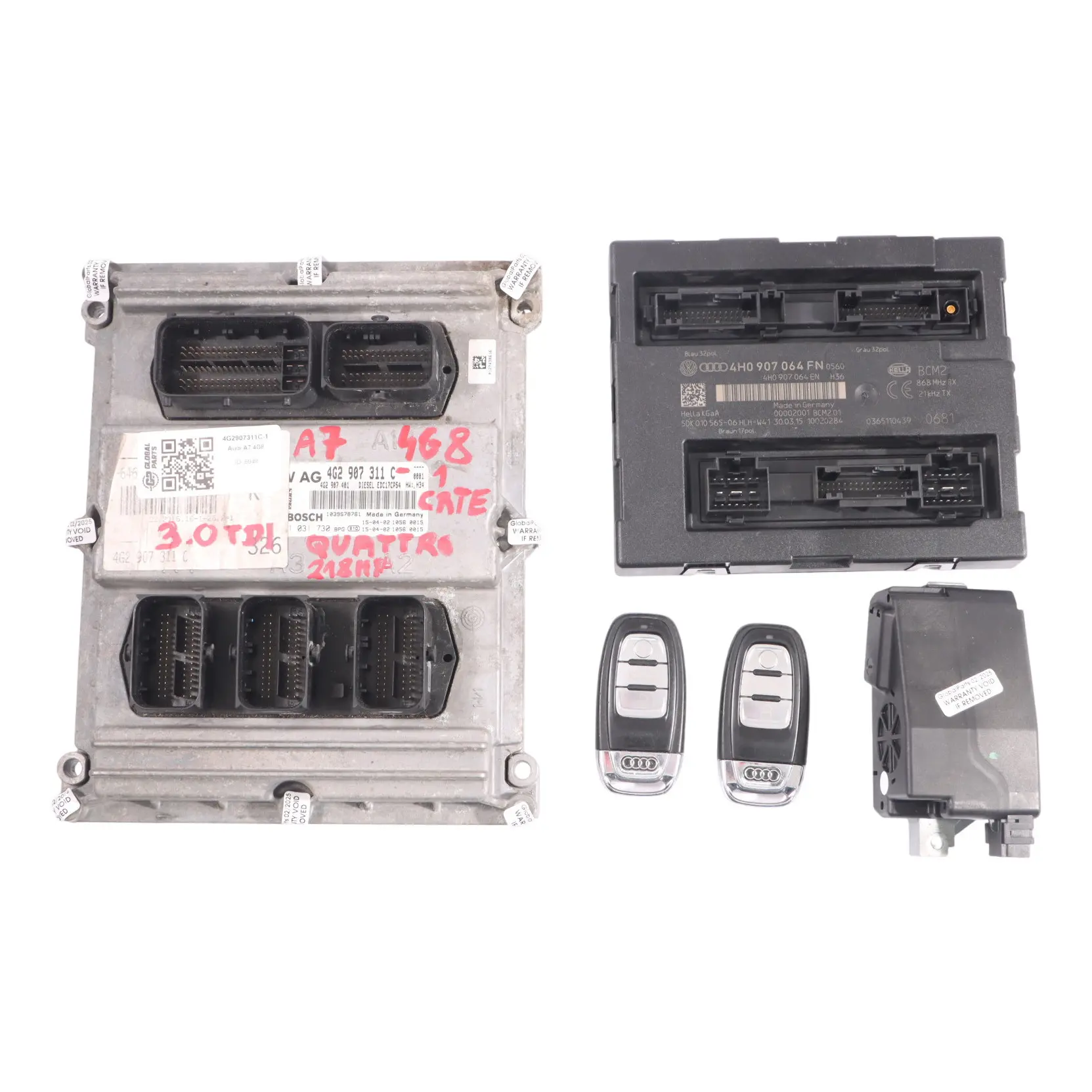 Audi A7 4G8 3.0 TDI CRTE 218HP Quattro Engine ECU Kit 4G2907311C BCM2 + 2 Keys