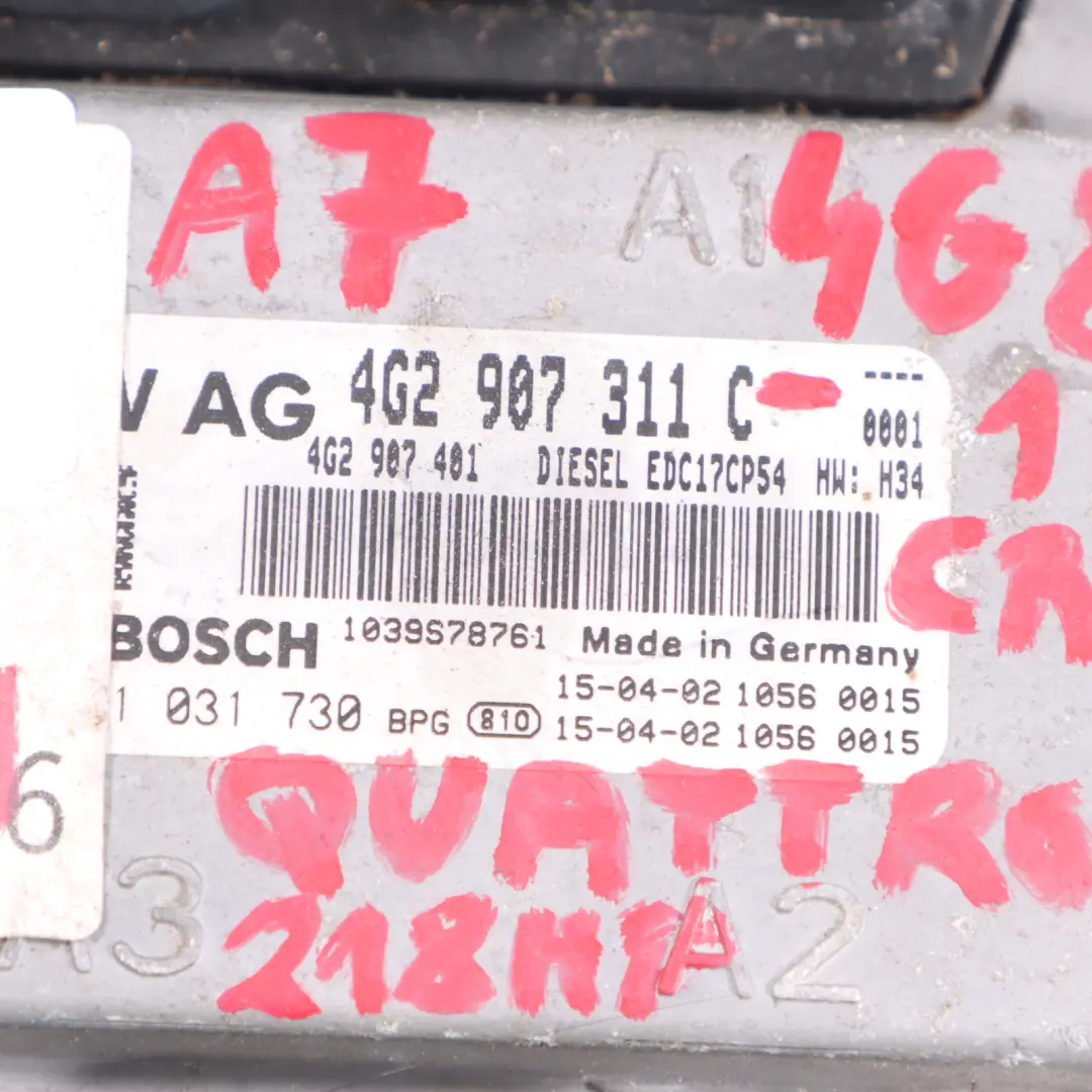 Audi A7 4G8 3.0 TDI CRTE 218HP Quattro Motor ECU Kit BCM2 + 2 Llaves - SKU 4G2907311C-1 - Número de pieza 4G2907311C