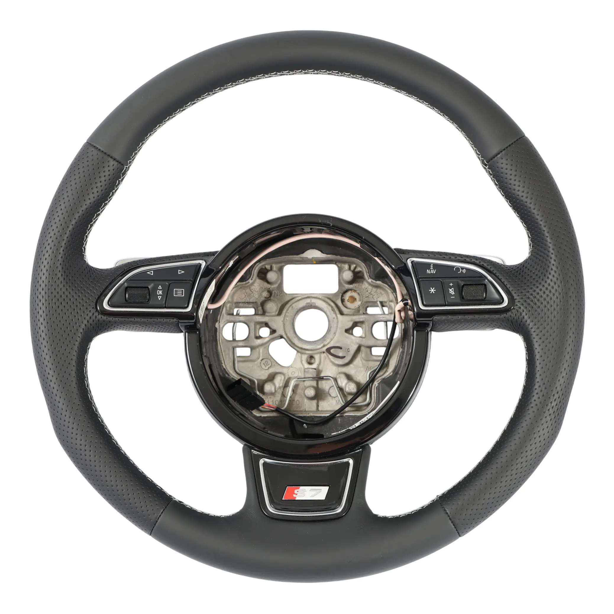 Volant Audi A7 S7 4G NEUF En Cuir Noir Avec Palettes Changement Vitesse En Blanc