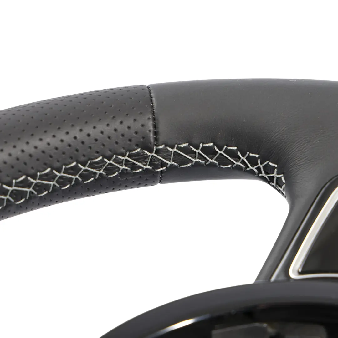 Volant Audi A7 S7 4G NEUF En Cuir Noir Avec Palettes Changement Vitesse En Blanc  - SKU 4G8419091-1 - Numéro de pièce 4G8419091