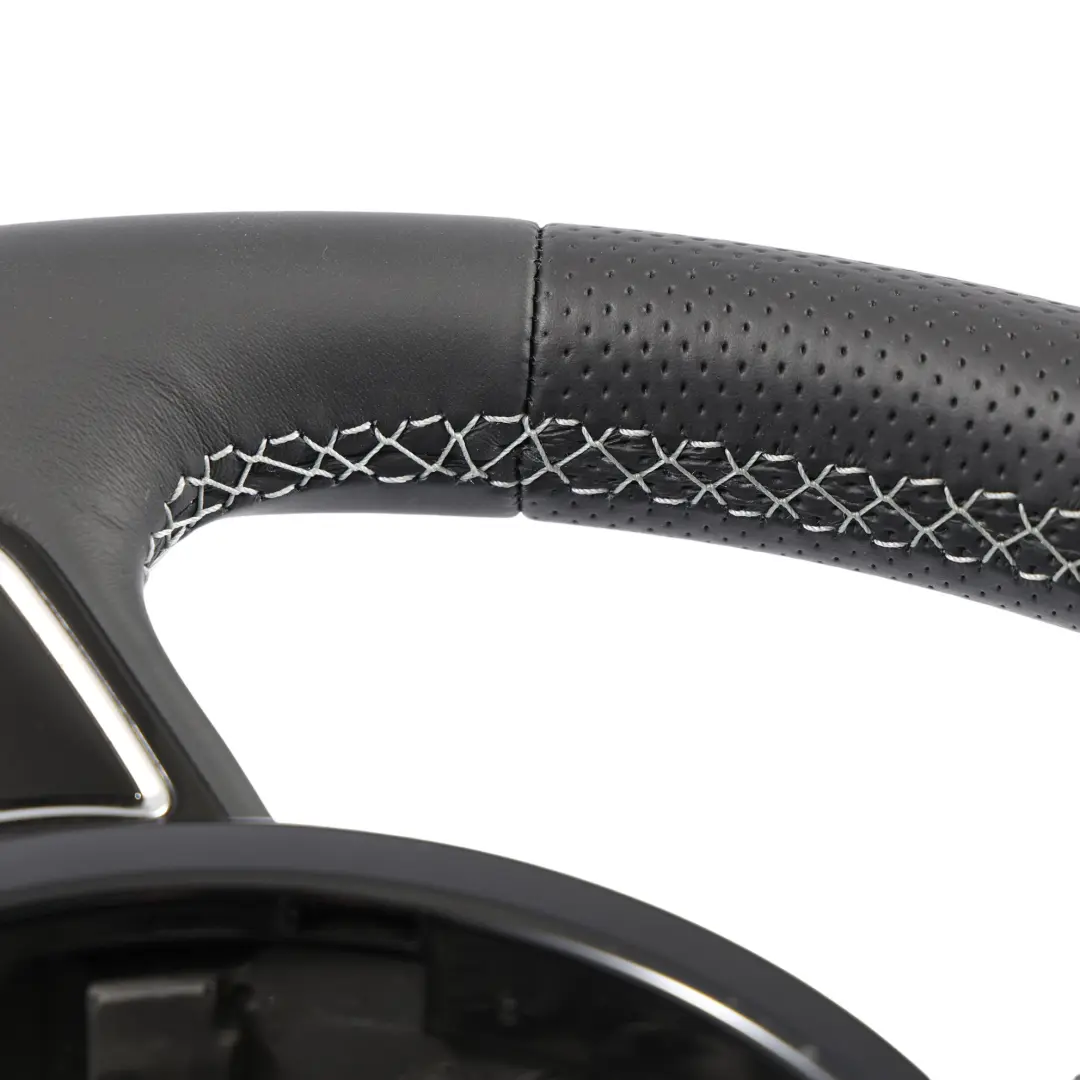 Volant Audi A7 S7 4G NEUF En Cuir Noir Avec Palettes Changement Vitesse En Blanc  - SKU 4G8419091-1 - Numéro de pièce 4G8419091