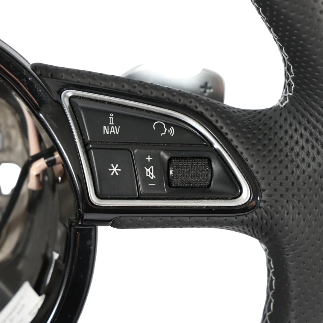 Volant Audi A7 S7 4G NEUF En Cuir Noir Avec Palettes Changement Vitesse En Blanc  - SKU 4G8419091-1 - Numéro de pièce 4G8419091