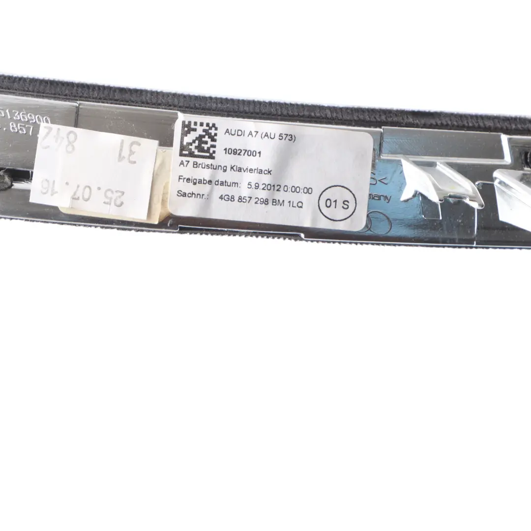 Dashboard Panel Centre Trim Strip Cover Glossy Black to Audi A7 4G with Part number 4G8857298BM Audi A7 4G Dashboard Panel Centre Trim Strip Cover Glossy Black - SKU 4G8857298BM - Part number 4G8857298BM