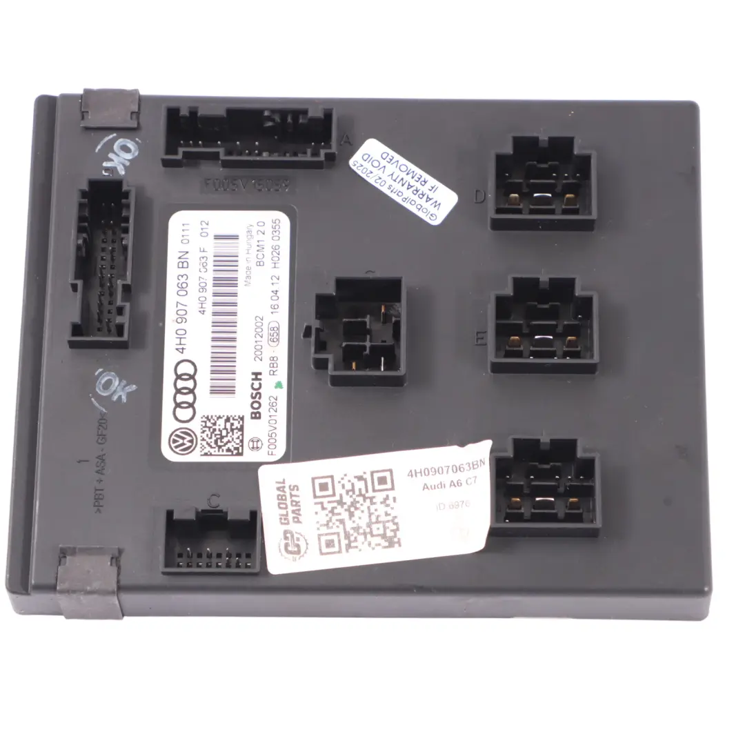 CGLC BCM Unidad De Control De La Carrocería ECU para Audi A6 C7 2.0 TDI con número de pieza 4H0907063BN Audi A6 C7 2.0 TDI CGLC BCM Unidad De Control De La Carrocería ECU - SKU 4H0907063BN - Número de pieza 4H0907063BN