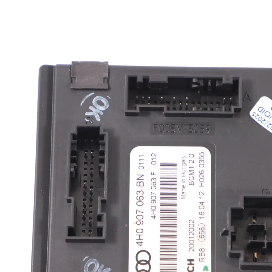 Audi A6 C7 2.0 TDI CGLC BCM Module De Commande De Carrosserie ECU - SKU 4H0907063BN - Numéro de pièce 4H0907063BN
