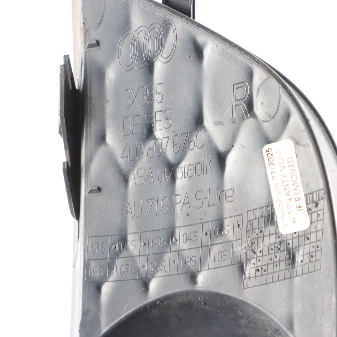 Front Bumper Fog Light Lamp Grille Trim Panel Right O/S to Audi Q7 4L with Part number 4L0807676C Audi Q7 4L Front Bumper Fog Light Lamp Grille Trim Panel Right O/S - SKU 4L0807676C - Part number 4L0807676C