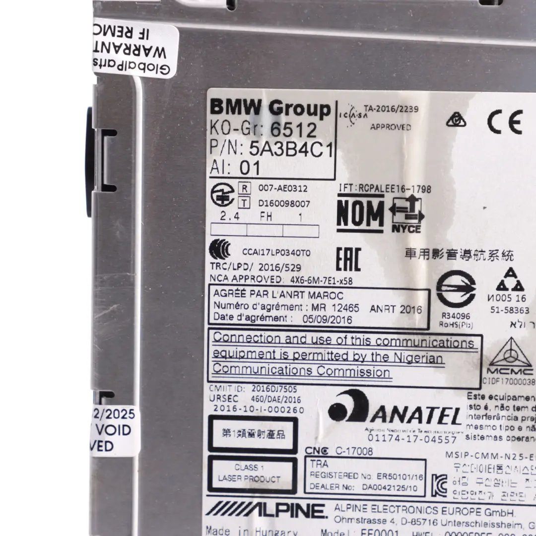 BMW F39 X2 Radio Sat Nav CD Player Stereo Media Head Unit - SKU 5A3B4C1 - Part number 5A3B4C1