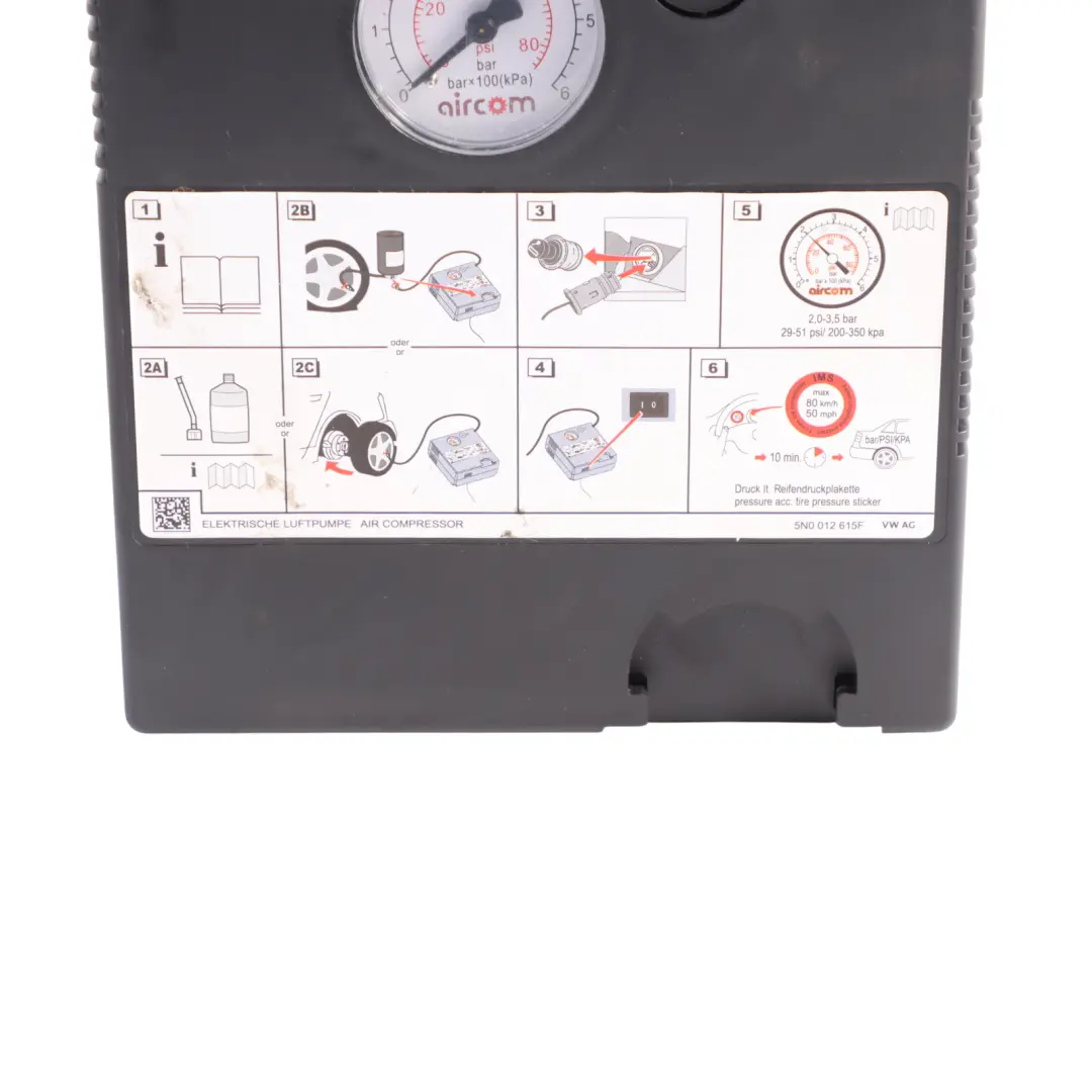 Tyre Inflation Air Pump Compressor to Audi Q3 F3 Volkswagen Golf MK7 with Part number 5N0012615F Audi Q3 F3 Volkswagen Golf MK7 Tyre Inflation Air Pump Compressor - SKU 5N0012615F - Part number 5N0012615F