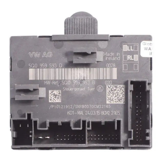 Módulo Puerta Control Delantera Derecha Lado ECU para Audi TT FV A3 8V con número de pieza 5Q0959593D Audi TT FV A3 8V Módulo Puerta Control Delantera Derecha Lado ECU - SKU 5Q0959593D - Número de pieza 5Q0959593D